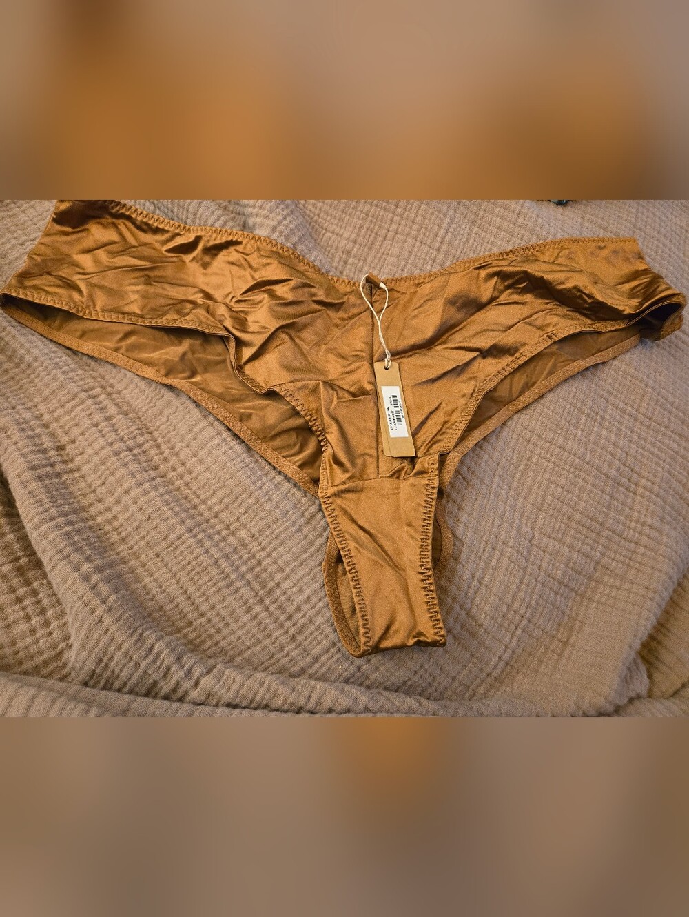 Skims 4x Satin Bikini Bottoms in Bronze